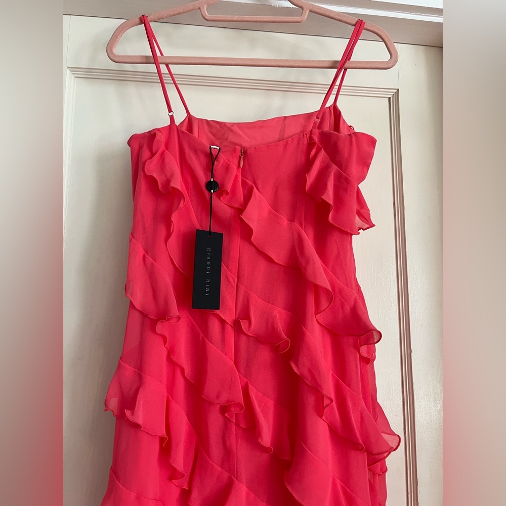 Gianni Bini Taylor Chiffon Straight Neckline Sleeveless Ruffle Long Dress NWT - Picture 4 of 8